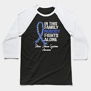 In This Family Nobody Fights Alone Stevens-Johnson Syndrome Awareness Baseball T-Shirt